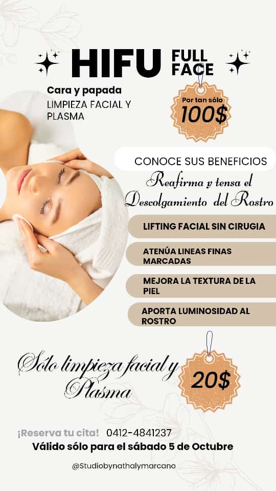 Hifu limpieza facial y plasma